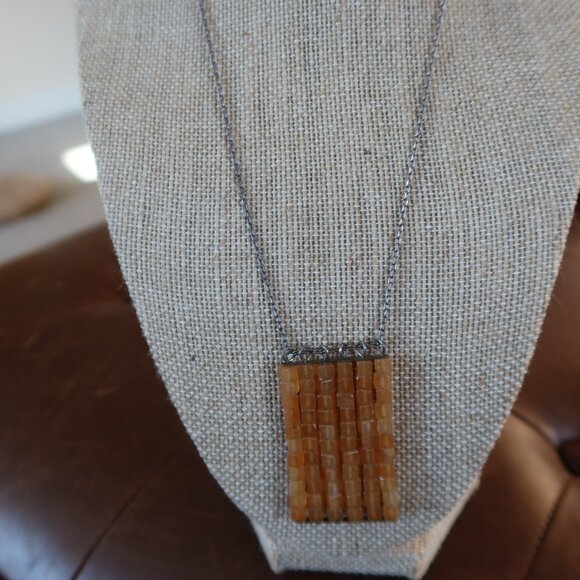 Orange aventurine quartz beads&sterling silver Sherzada necklace pendant 15"-18" - Picture 5 of 16